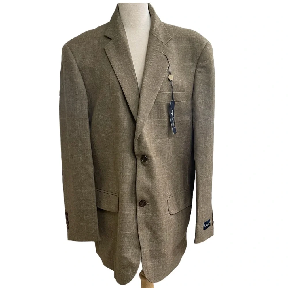 Joseph & Feiss Gold‎ Two Button Navy Blazer Wool Sport Coat Jacket Sz 42 NEW